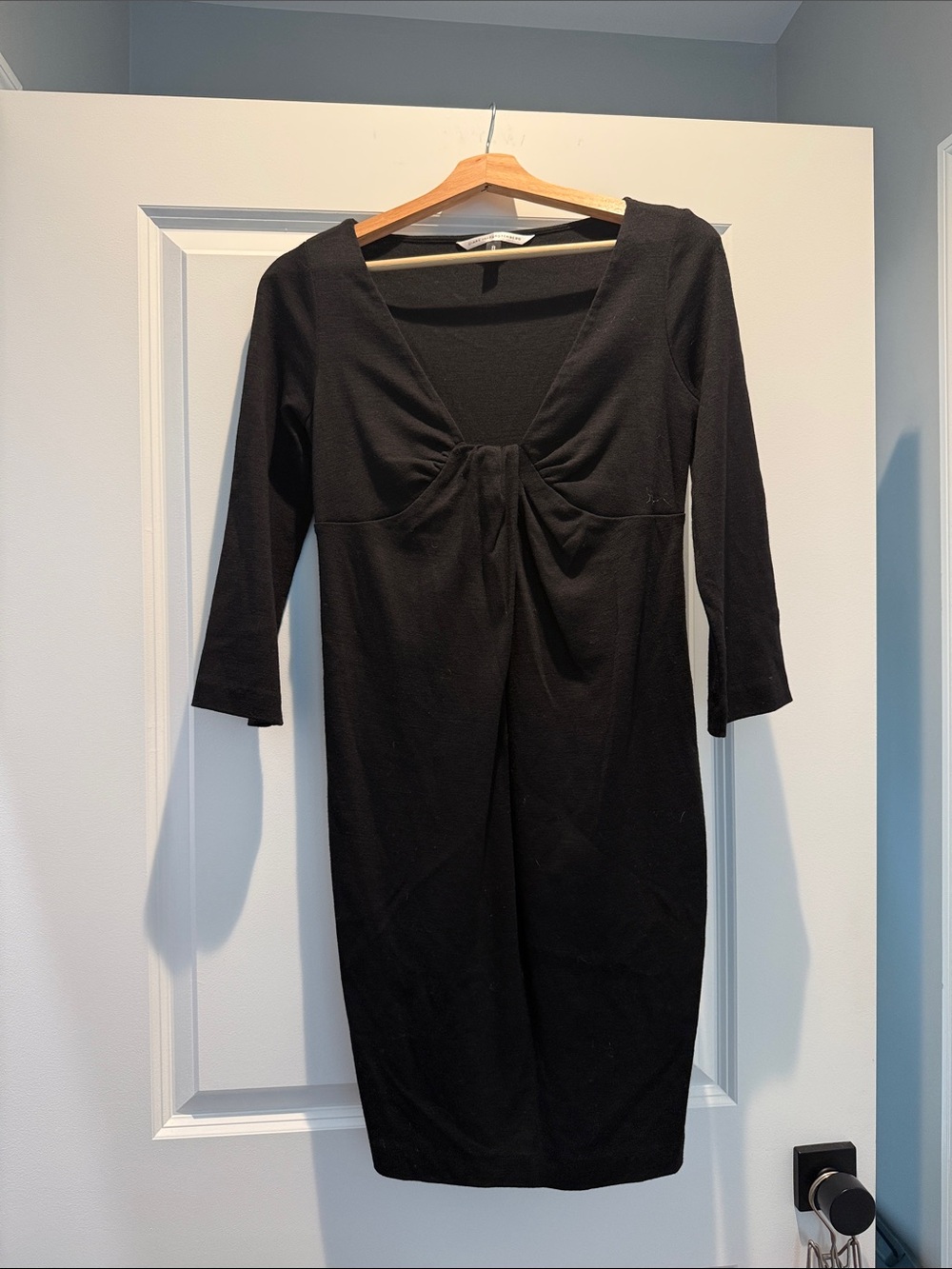 Diane Von Furstenberg Black Twist-Front Midi Dress